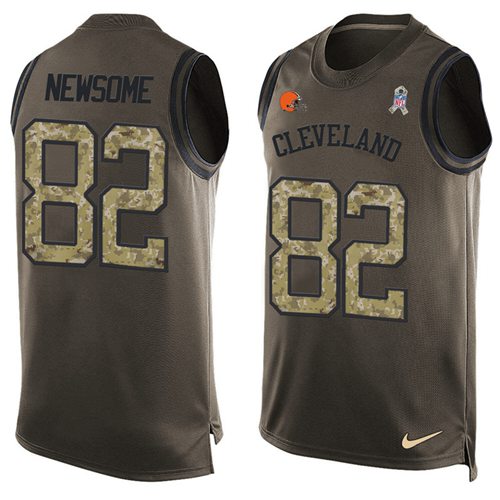 Nike Browns #82 Ozzie Newsome Green Men's Stitched NFL Limited Salute To Service Tank Top Jersey - Click Image to Close